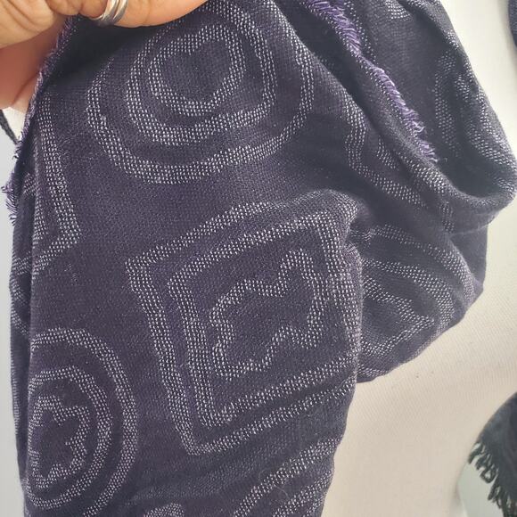 TOUS Black & Purple Wool Blend Graphic Scarf - Picture 5 of 11